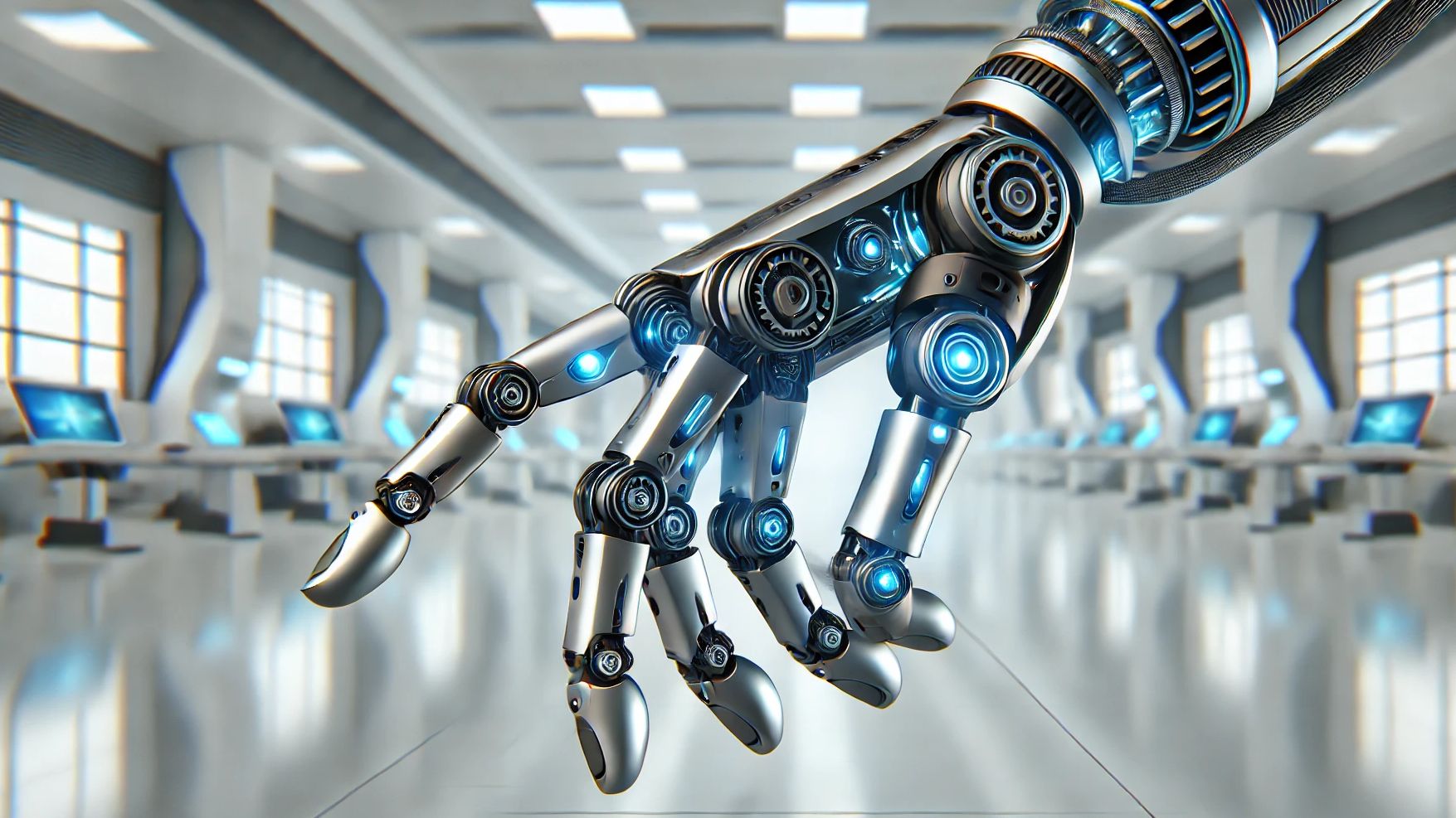 High-Tech, made in Dresden - Roboterarm, skizziert mit KI.