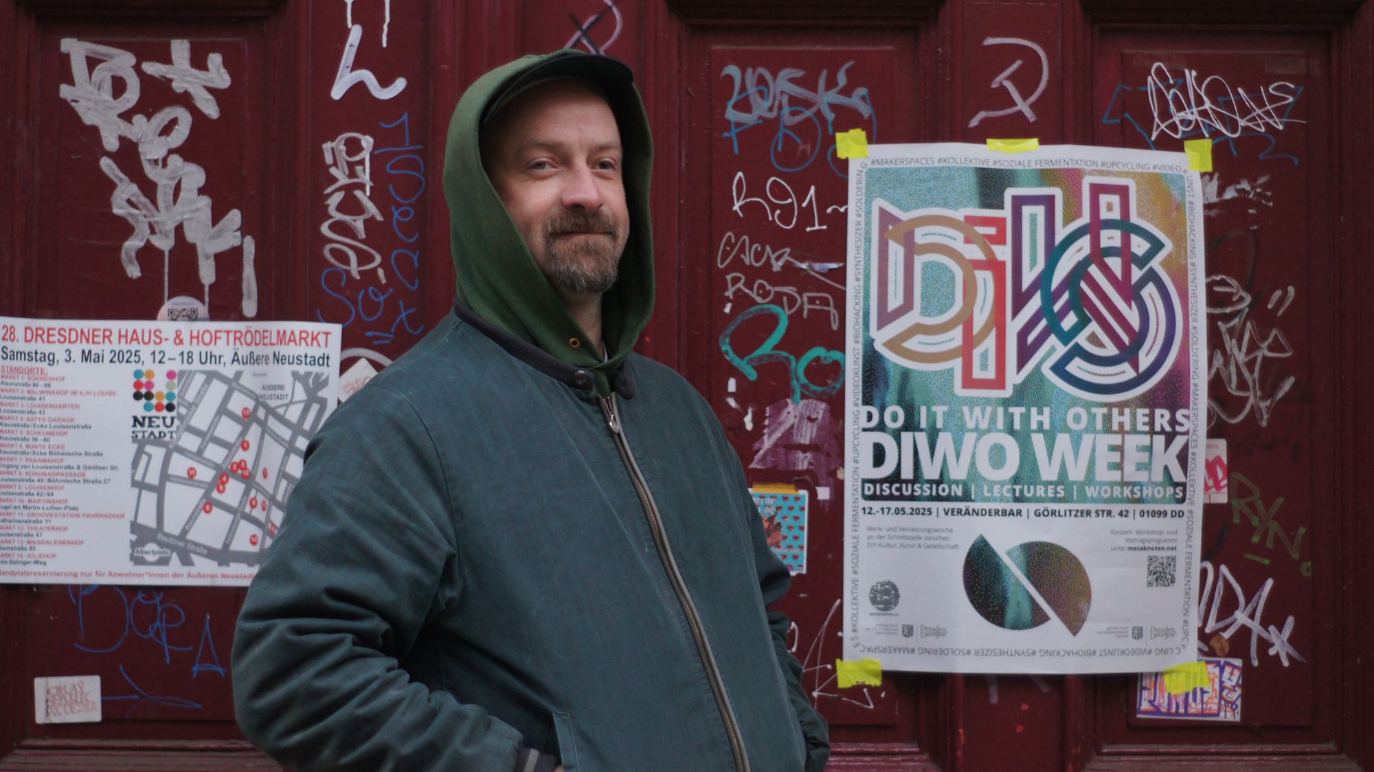 DIWO Week: Düsentrieb meets Elektra Alwin Weber vor der veränderbar, wo Montag die DIWO WEEK 2025 startet. Foto: Philine