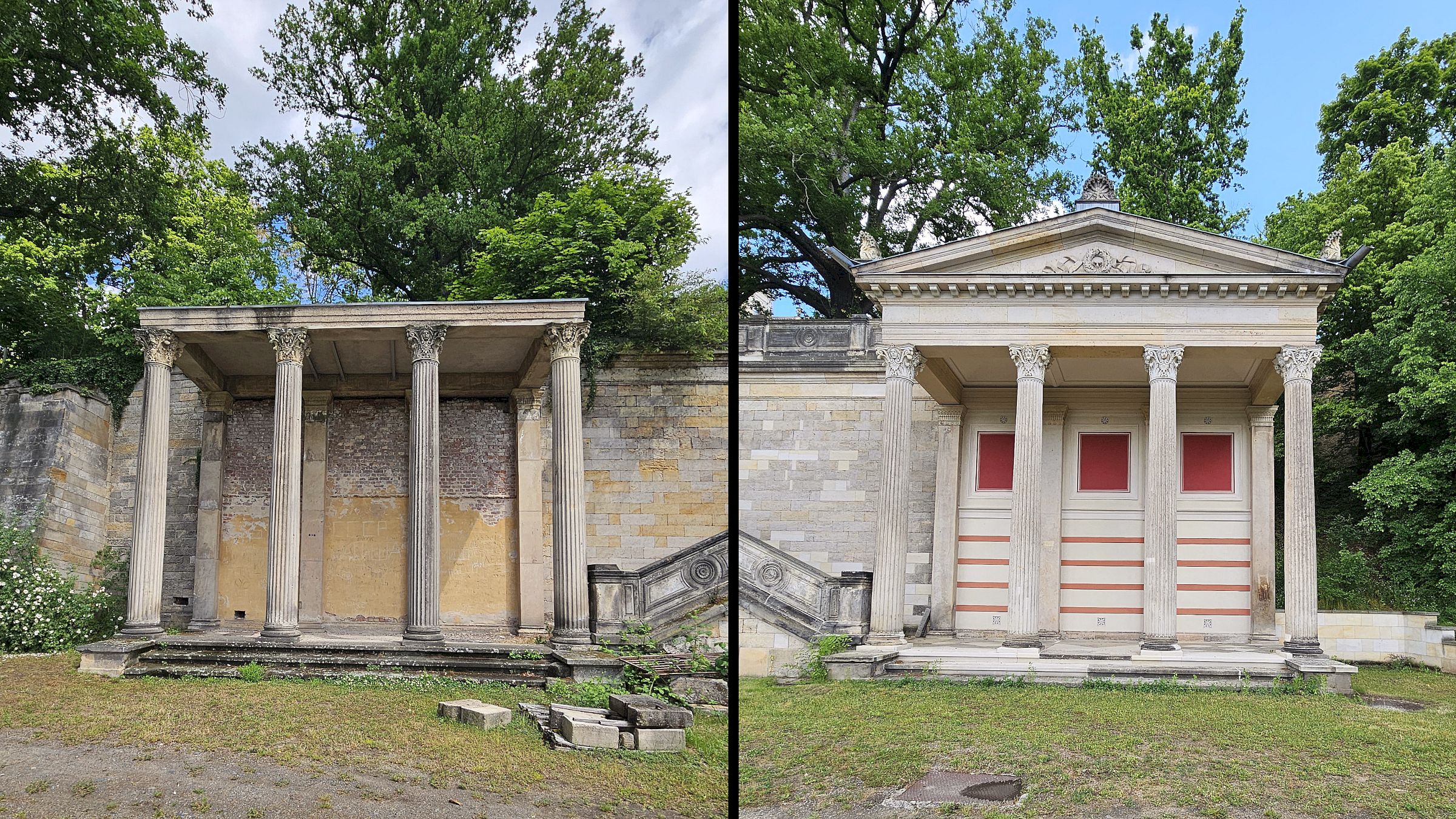 Der östliche Porticus wurde schon renoviert, der westlich soll nun als Nächstes folgen. Foto: Anton Launer