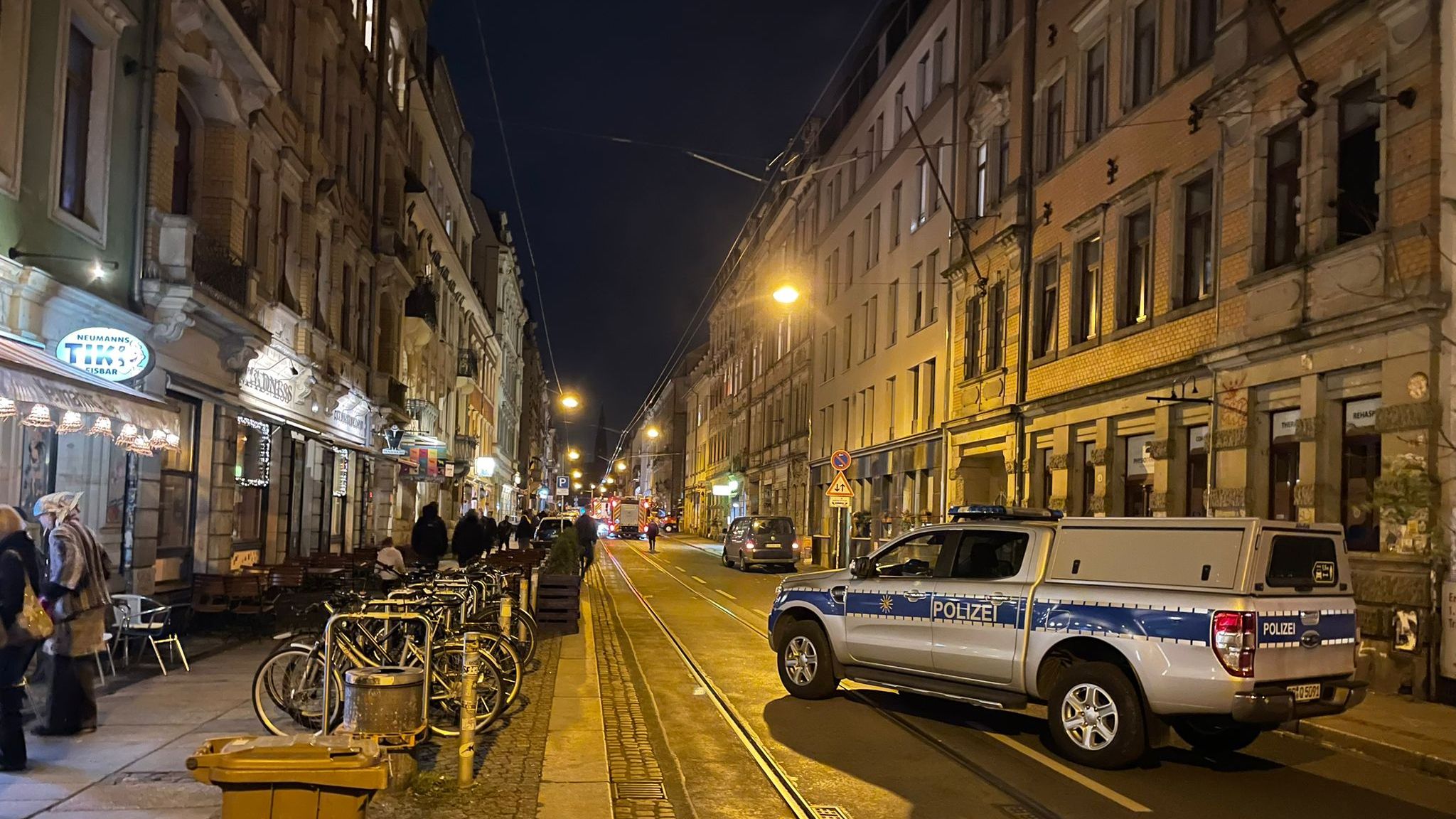 Für rund eine Stunde war die Görlitzer Straße gesperrt. Foto: Sebastian Diehl