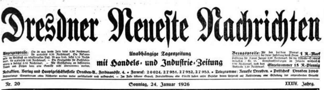 Dresdner Neueste Nachrichten vom 24. Januar 1926