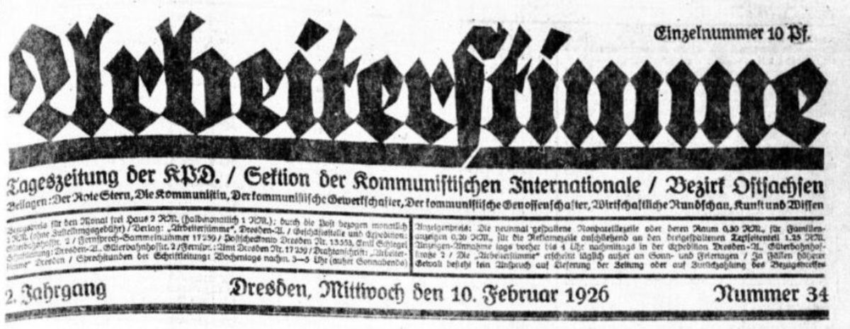 Arbeiterstimme vom 10. Februar 1926