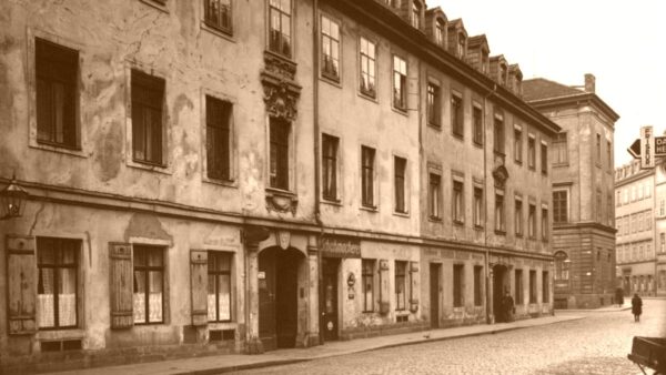 Rähnitzgasse Anfang des 20. Jahrhunderts, zeitgenössiche Postkarte