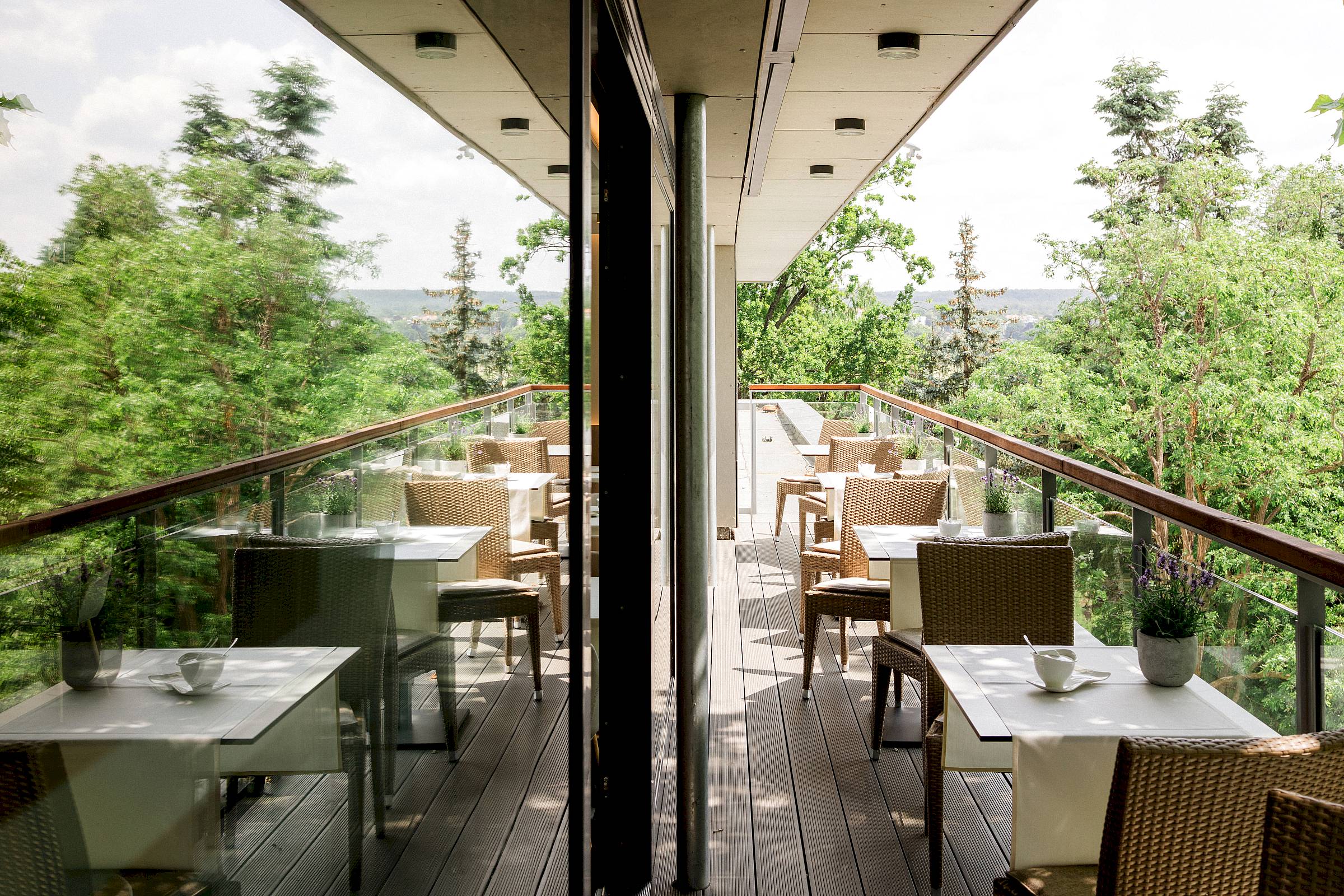 Terrasse mit Elbblick im Café Blanc - Foto: Implus Dresden