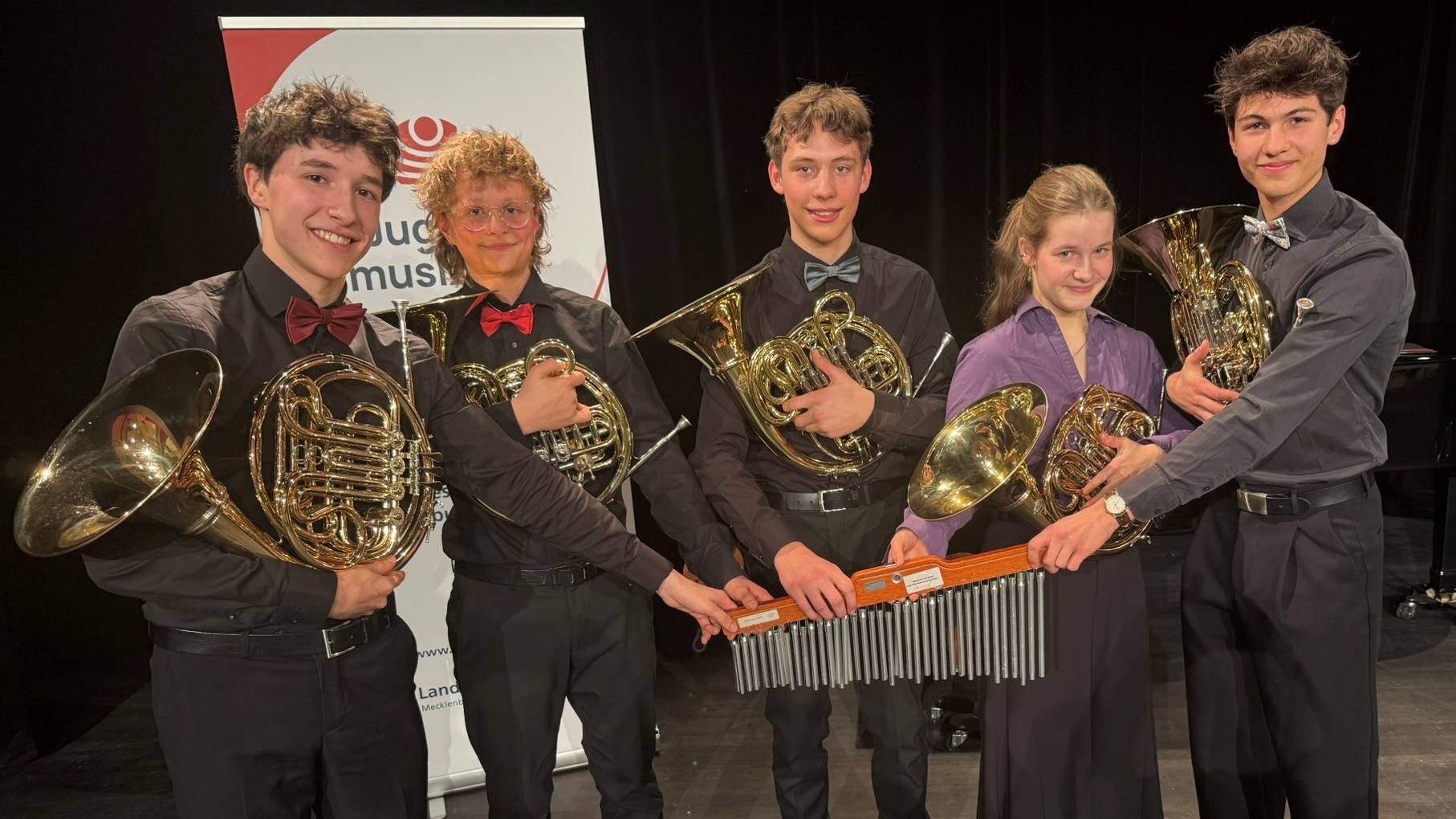 Das Hornquintett in der Altersgruppe V (17 und 18-Jährige) erhielt 25 Punkte und damit die Delegierung zum Bundeswettbewerb - Foto: Andreas Roth