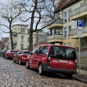 Neue Car-Sharing-Plätze in der Dresdner Neustadt TeilAuto-Stellplatz an der Nordstraße im preußischen Viertel. Foto: Anton Launer