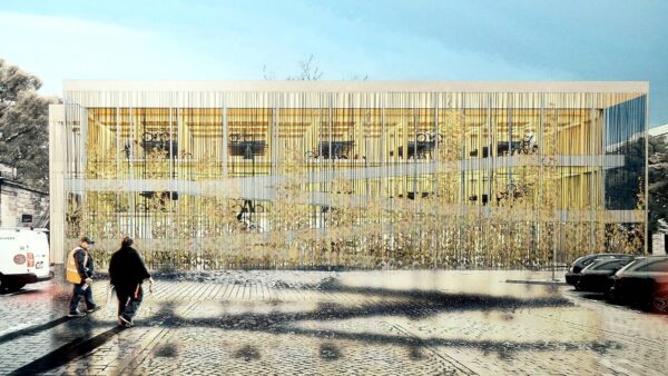 So soll das Fahrrad-Parkhaus mal aussehen. Skizze: Knerer und Lang Architekten