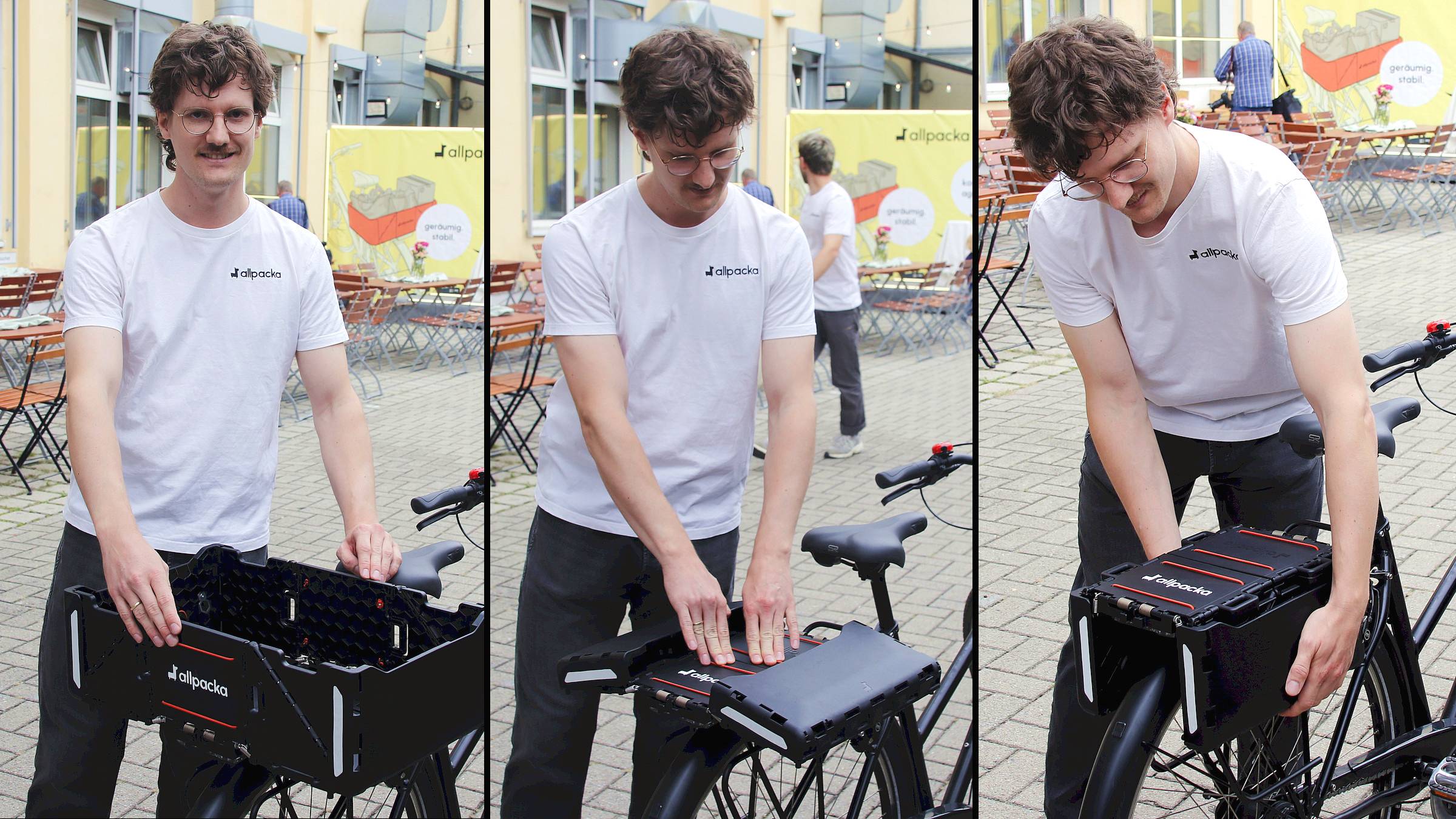 Jonathan Vincentz präsentiert Allpacka: In drei Schritten von der Box zum Falter. Foto: Anton Launer